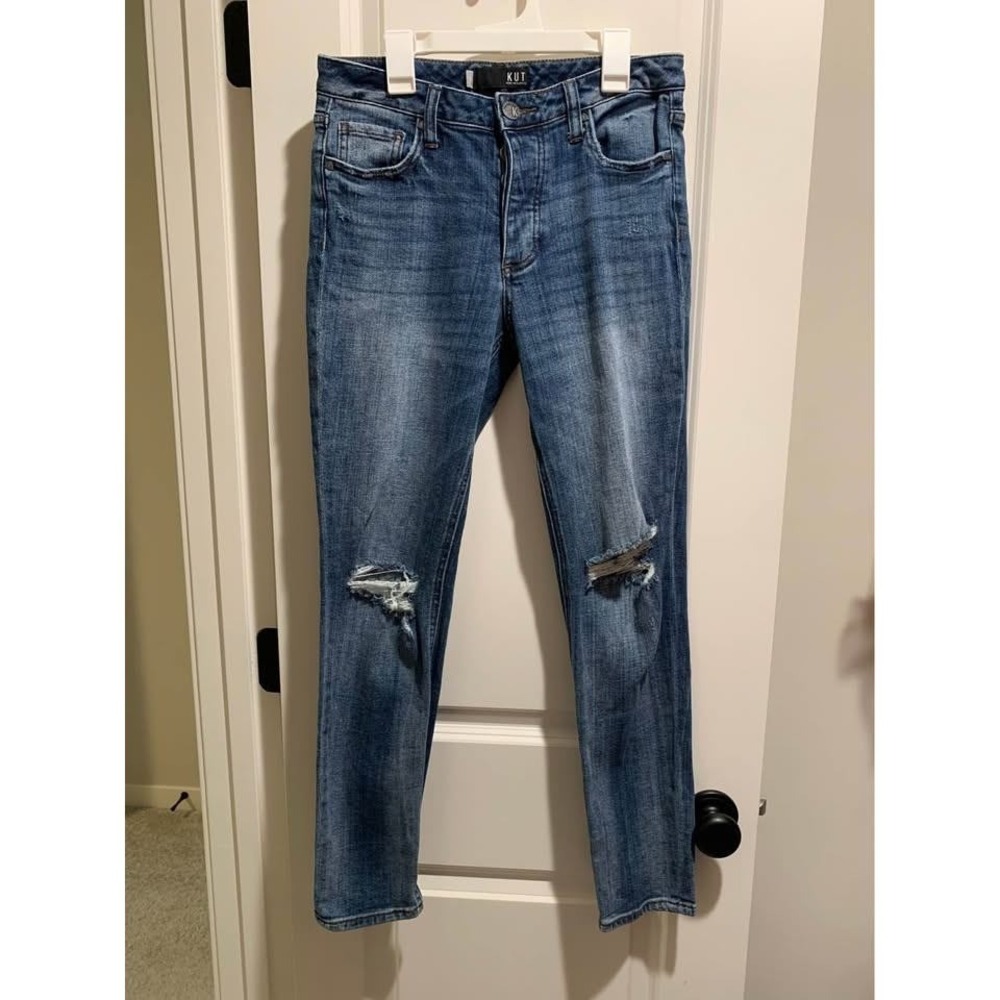 KUT From The Kloth Juliet Slouchy Boyfriend Jeans Womens 2 Distressed Button Fly